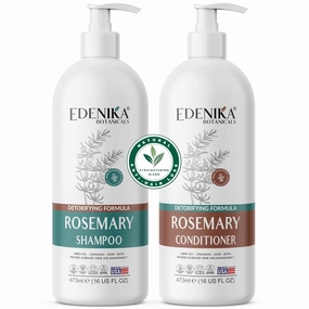 Rosemary Oil Shampoo & Conditioner with Biotin for Thinning Hair & Anti-Hair Loss, Strengthening Botanical Formula, Itchy Scalp Relief, Sulfate-Free, Adds Volume, 16 fl oz Each