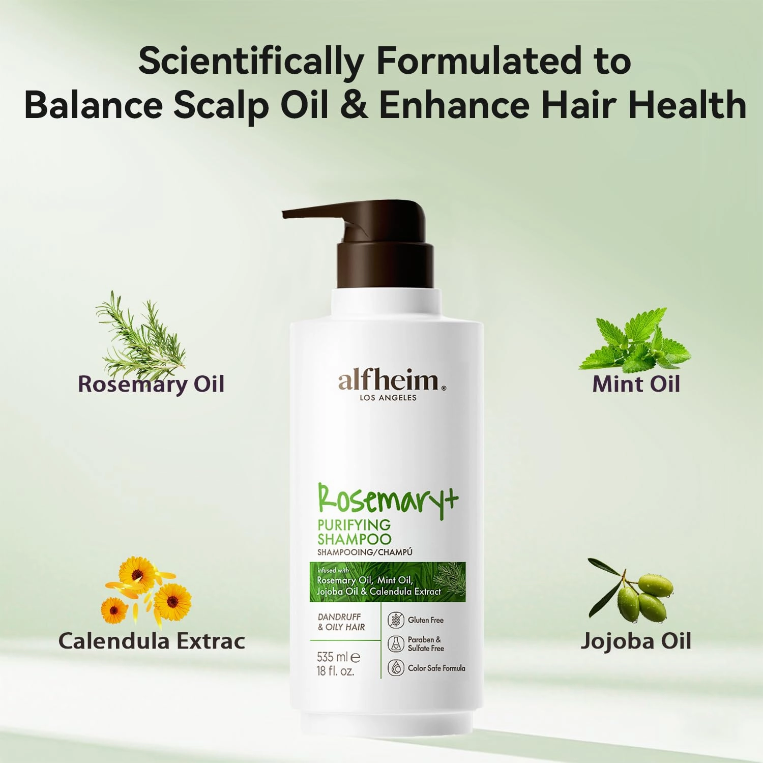 Rosemary  Purifying Shampoo | Rosemary & Mint Infused | Refreshes Scalp, Removes Build-Up & Balances Oil | Gentle for Oily Hair & Sensitive Scalp | Sulfate-Free | 18 fl oz