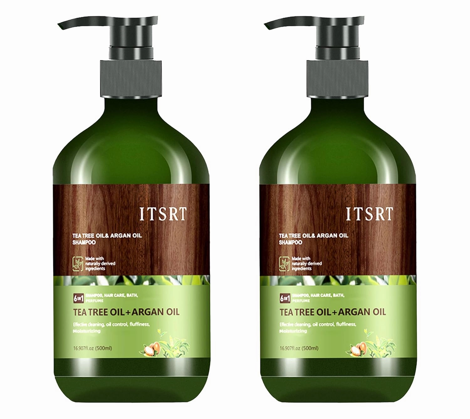 Rosemary Shampoo for Hair Growth, Tea Tree Oil Shampoo, Six Benefits: Anti-Dandruff | Oil Control | Smoothness | Prevent Hair Loss | Nourishment | Brightening for Women and Men - 2Pcs - 16.9 Fl Oz