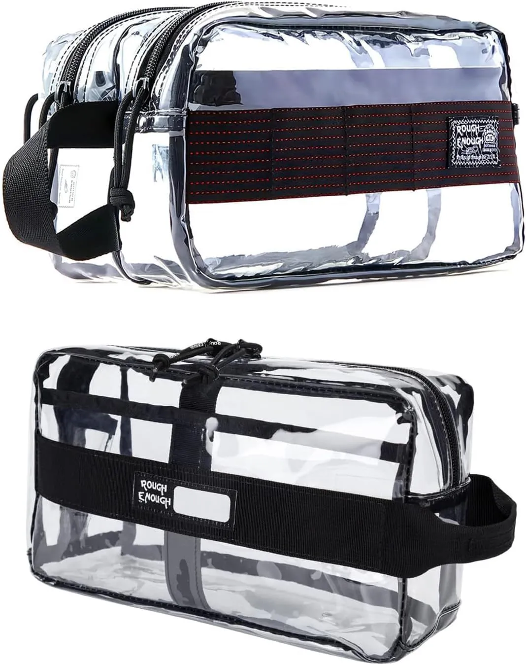 Rough Enough Large Clear Toiletry Bags for Travelling with Handle Bundle Set