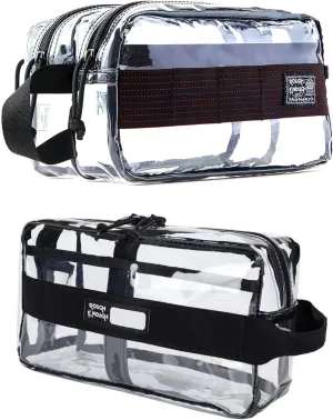 Rough Enough Large Clear Toiletry Bags for Travelling with Handle Bundle Set