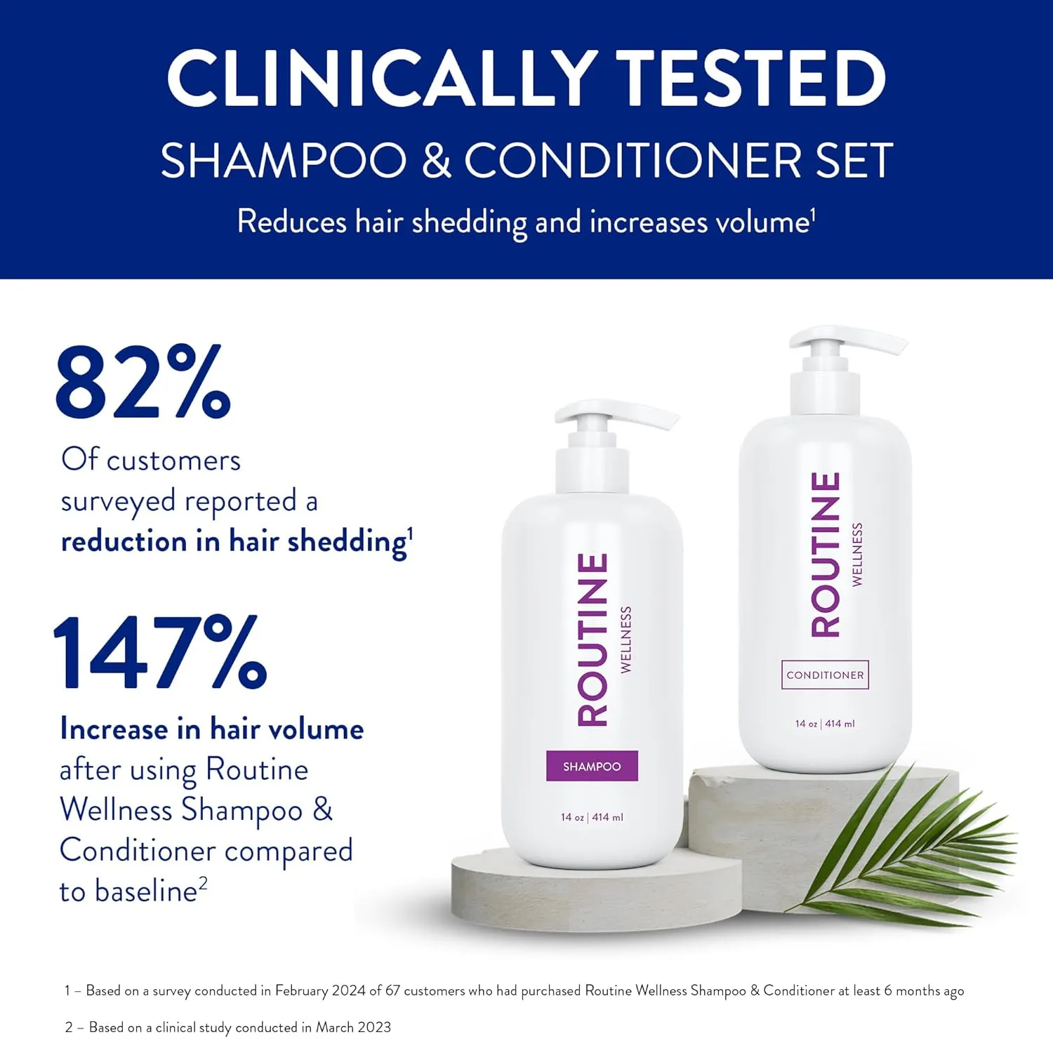 Routine Wellness Anti-Thinning Shampoo and Conditioner Set for Thinning Hair - Biotin DHT Blocker Women & Men - Color Safe Shampoo for Hair Loss & Healthier Hair - Coconut & Vanilla (Pack of 2)