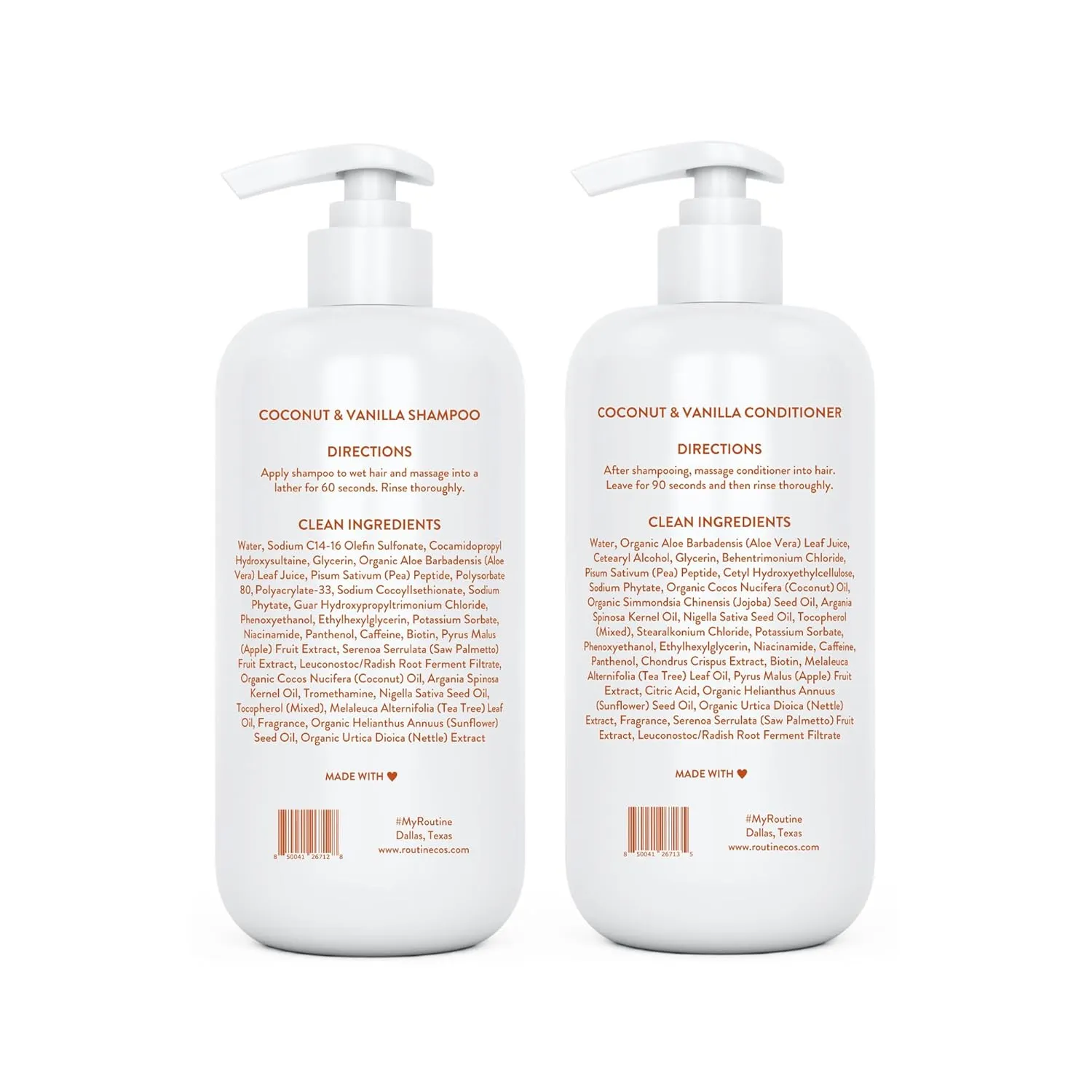 Routine Wellness Anti-Thinning Shampoo and Conditioner Set for Thinning Hair - Biotin DHT Blocker Women & Men - Color Safe Shampoo for Hair Loss & Healthier Hair - Coconut & Vanilla (Pack of 2)