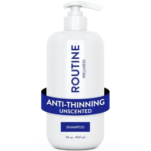 Routine Wellness Anti-Thinning Shampoo for Thinning Hair - Biotin DHT Blocker Women & Men - Color Safe Shampoo for Hair Loss & Healthy Hair - Unscented - 14oz
