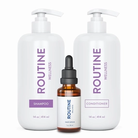 Routine Wellness Lavender & Cedar 14oz (Pack of 2) Shampoo and Conditioner Set for Stronger Hair   Advanced Hair Serum 30mL for Enhanced Hair Support and Thickness