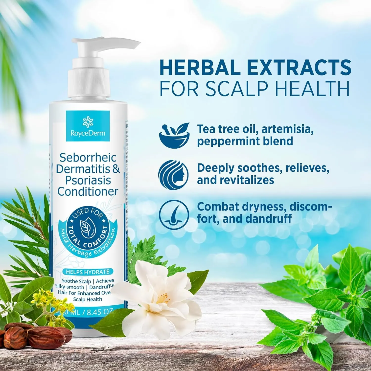 Roycederm Seborrheic Dermatitis Psoriasis Conditioner: Scalp Treatment for Folliculitis Psoriasis Dry Itchy Scalp Oily Hair - Dandruff Conditioner for Healthy Hair