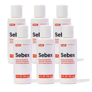 Rugby Sebex Medicated Dandruff Shampoo for Women and Men - 2% Sulfur and 2% Salicylic Acid Anti-Dandruff Shampoo - Helps With Symptoms of Seborrheic Dermatitis and Psoriasis - 4 Oz. (6 Pack)