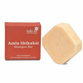 Rus..tic Art Amla Shikakai Organic Shampoo Bar with Methi & Ginger | Reduces Hair Fall & Detangles | Sulphate & Paraben Free | Natural & Organic | 75gm