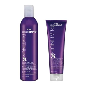 RUSK Deepshine PlatinumX Bundle: Shampoo, 12 Oz. and Deepshine PlatinumX Repair Treatment, 8.5 Oz. A Brightening Boost for Platinum, Silver, Gray, White, and Blonde Hair.