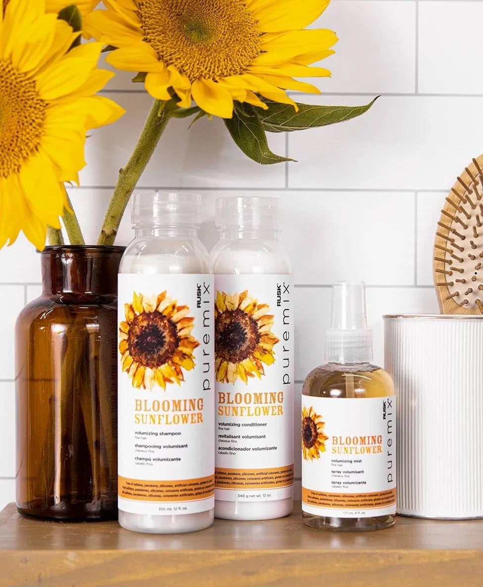 RUSK Puremix Blooming Sunflower Volumizing Shampoo, Enhances Natural Body, Provides Moisture and Shine, 35 fl. oz
