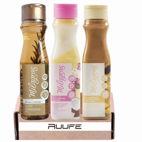 RUUFE Shampoo & Hair care Milagro (3 pack) for Stagnant, dry hair and split ends Milagro shampoo herbal Milagro tratamiento emergencia capilar Milagro Tratamiento a base de frutas Milagro shampoo.