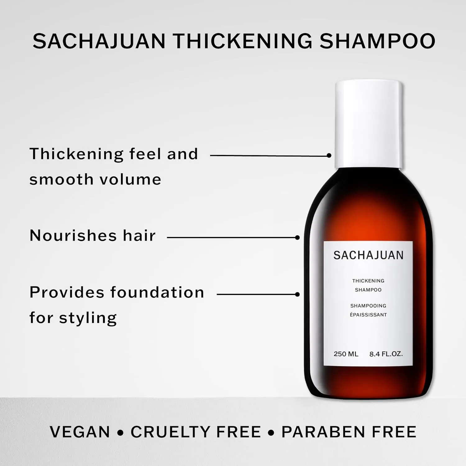 SACHAJUAN Thickening Hair Shampoo, Volumizing, Heat & UV Protectants, Shine & Smooth Volume, Paraben-Free
