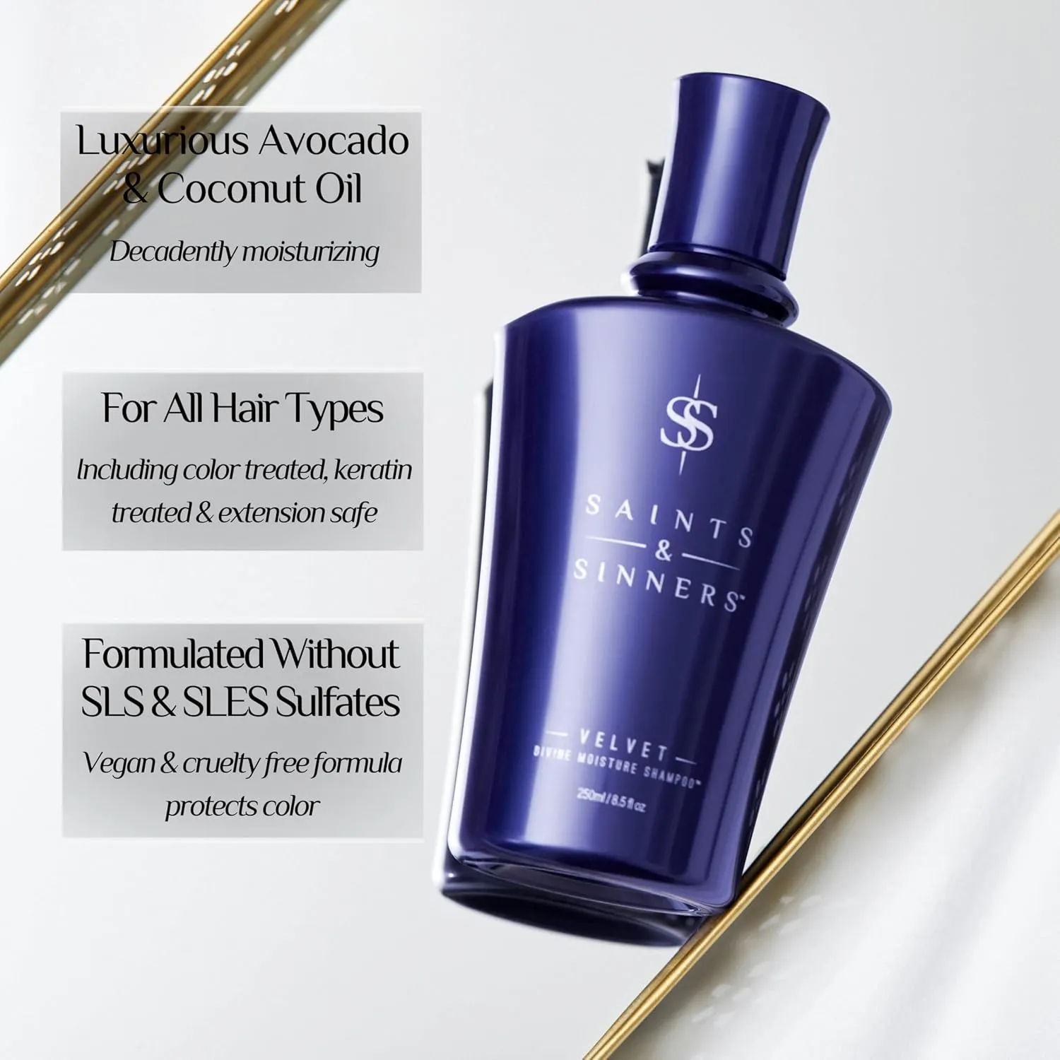 Saints & Sinners Velvet Divine Moisture Shampoo for Dry Damaged Colored Treated Hair - Repair Replenish Renew Add Shine