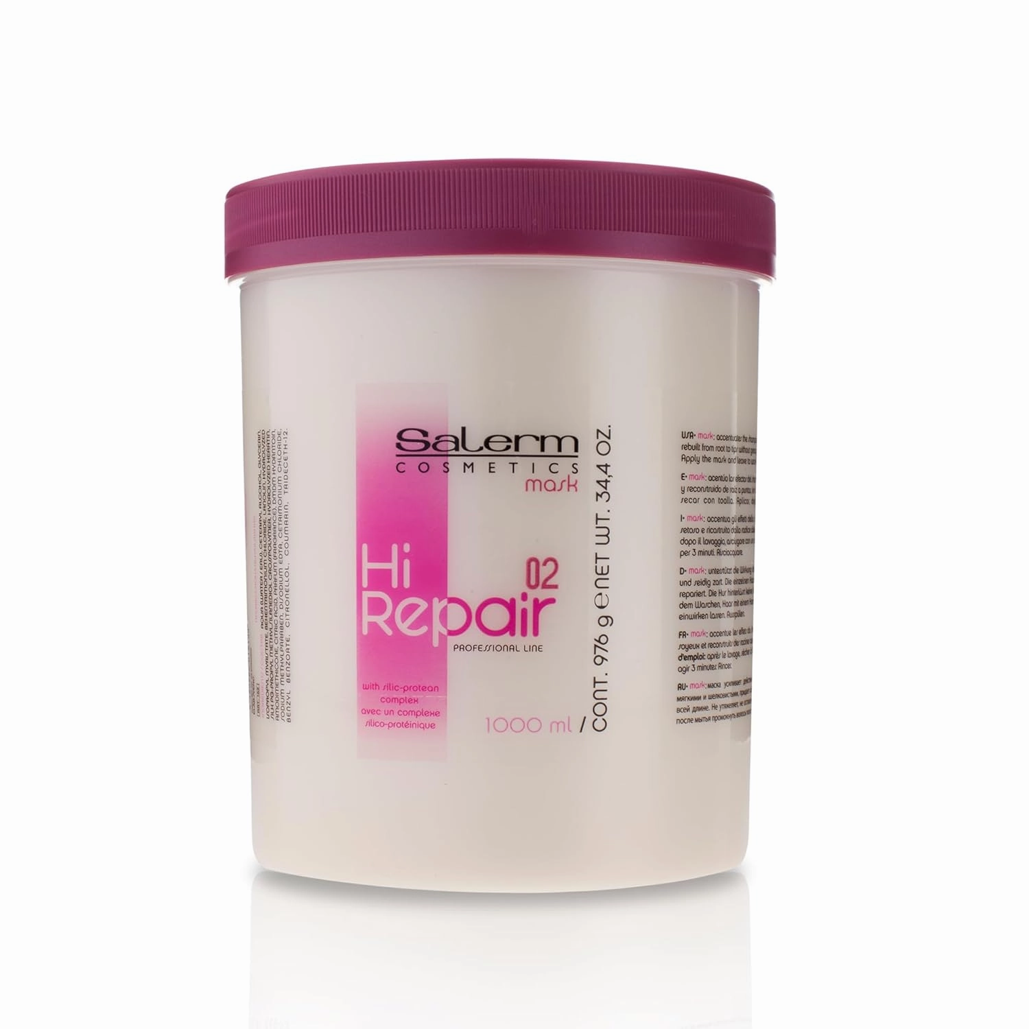 SALERM - Hair Repair Mask - Hi Repair Mask 02-1000 ml - Deeply Moisturizes Damaged Hair - Repairs and Rejuvenates - Shinier and Softer Hair - Immediate Effect