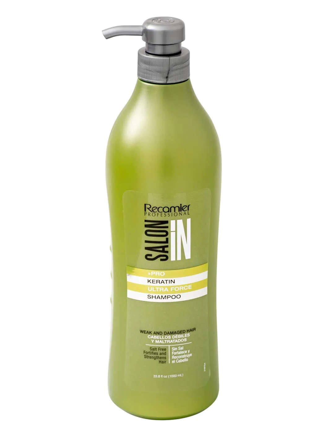 Salon In Recamier Pro Keratin Ultra Force Shampoo for Damaged & Weak Hair | Strengthens, Repairs & Smooths | 33.8 fl oz