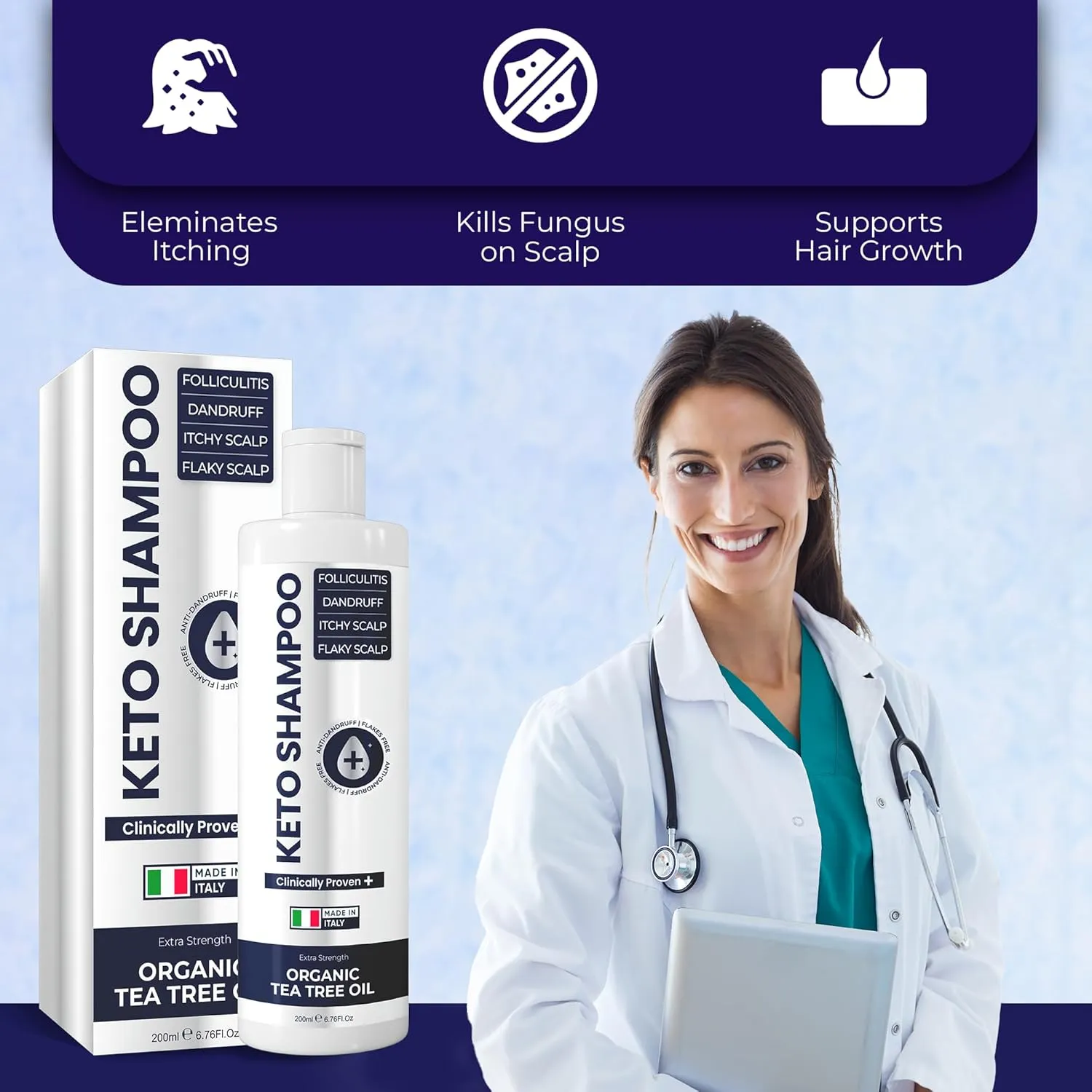 Scalp Psoriasis Shampoo, Flakes Shampoo Anti Dandruff, Itchy Scalp Treatment for Seborrheic Dermatitis & Folliculitis, Anti Fungal, Medicated Solution for Itchy, Flaky & Dry Hairs