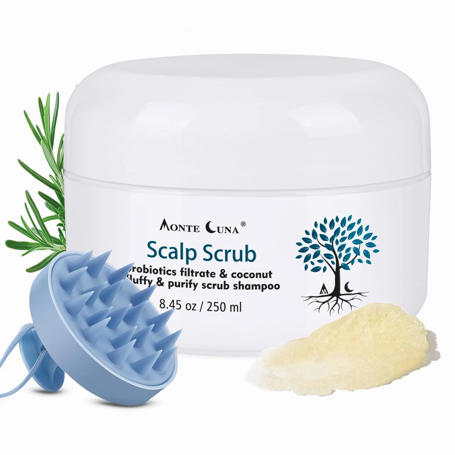 Scalp Exfoliator Scrub,Scalp Treatment 2-in-1 Exfoliator and Shampoo,Hair Exfoliant for Scalp for Clarify and Cleanse Oily Scalp/Dandruff/Dry Scalp/Removing Build Up-with Scalp Scrubber,8.45 oz