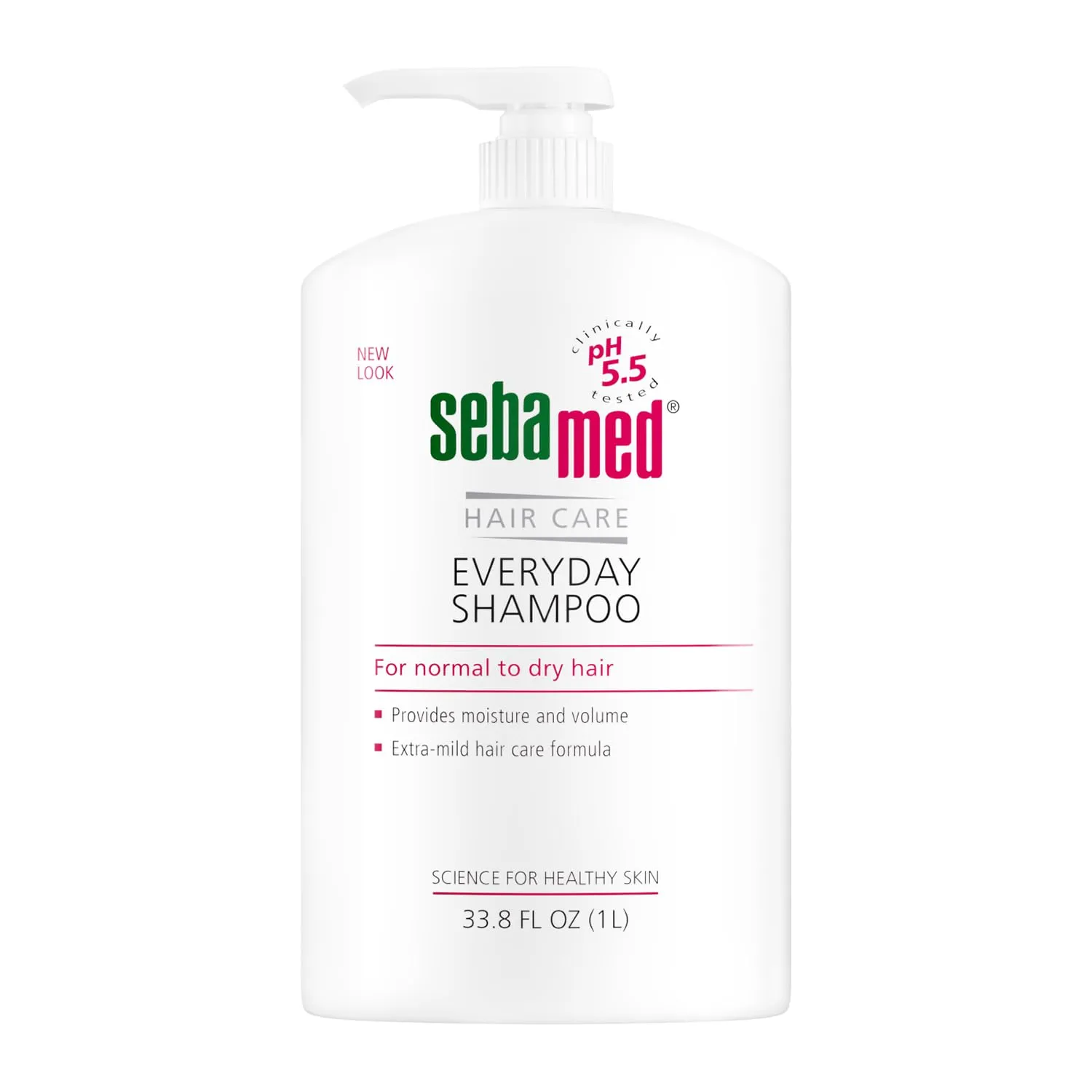 seba med Everyday Shampoo for All Hair Types and Sensitive Scalp 33.8 Fl. Oz (1L) Hypoallergenic Dermatologist Recommended pH 5.5 Soap and Alkali Free