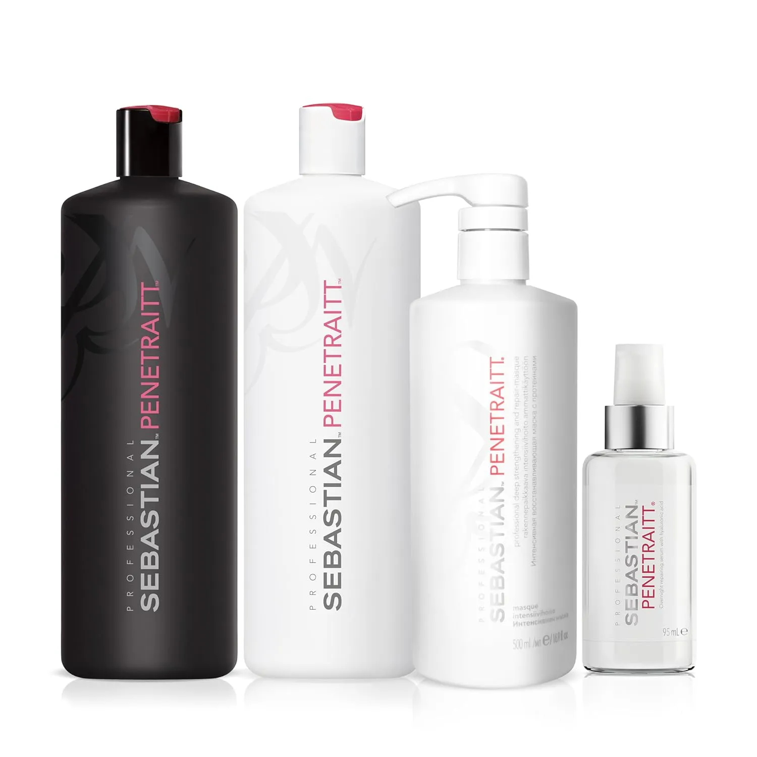 Sebastian Penetraitt Shampoo   Conditioner, 33.8 fl oz   Treatment, 16.9 oz   Overnight Repair Serum, 3.2oz || Strengthening & Repair, For Damaged & Colored Treated Hair, Bundle Liter Set