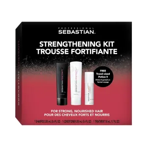 Sebastian Professional Penetraitt Shampoo & Conditioner 8.4 fl oz, and Trial Size Potion 9 Leave-in Styling Treatment, 1.7 fl oz | Strengthening and Repair Trio Kit for Damaged, Colored Hair
