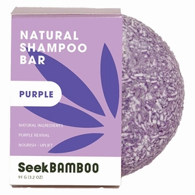 Seek Bamboo - Purple Shampoo Bar for Blonde, Silver & Gray Hair – Brass Toning Solid Shampoo for Color-Treated Hair – Eco-Friendly Plastic-Free Bar