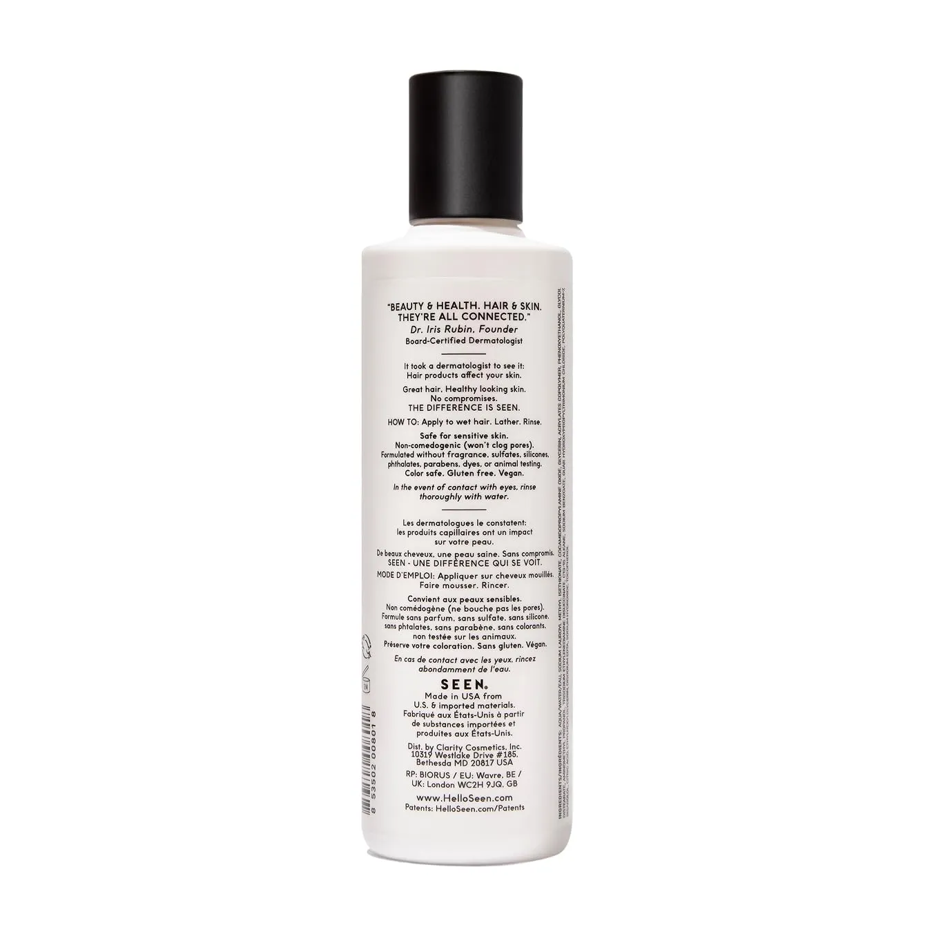 SEEN Shampoo, Fragrance Free - Non-Comedogenic & Sulfate-Free Hair Shampoo- Dermatologist-Developed - Safe for Sensitive, Eczema & Acne Prone Skin