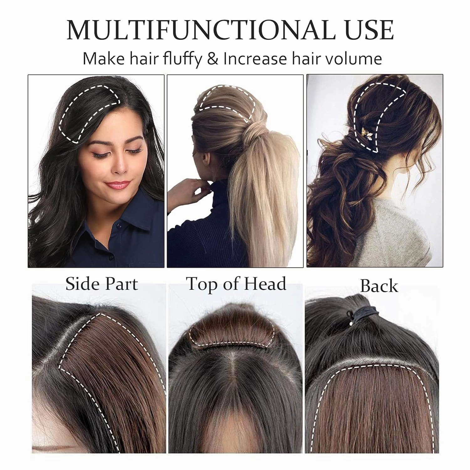 SEGO 2 Pcs Clip in Short Hair Extensions 4 Inch 16g 100% Human Hair Hairpiece Human Hair Toppers for Women With Thinning Hair Adding Hair Volume -#02 Dark Brown