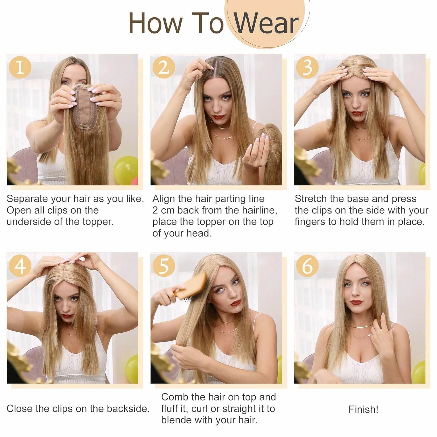SEGO Hair Toppers for Women Real Human Hair No Bangs, 130% Density 10 * 12CM Silk Base Remy Clip in Top Wiglet Hairpieces Add Volume /6 Inch Dark Blonde
