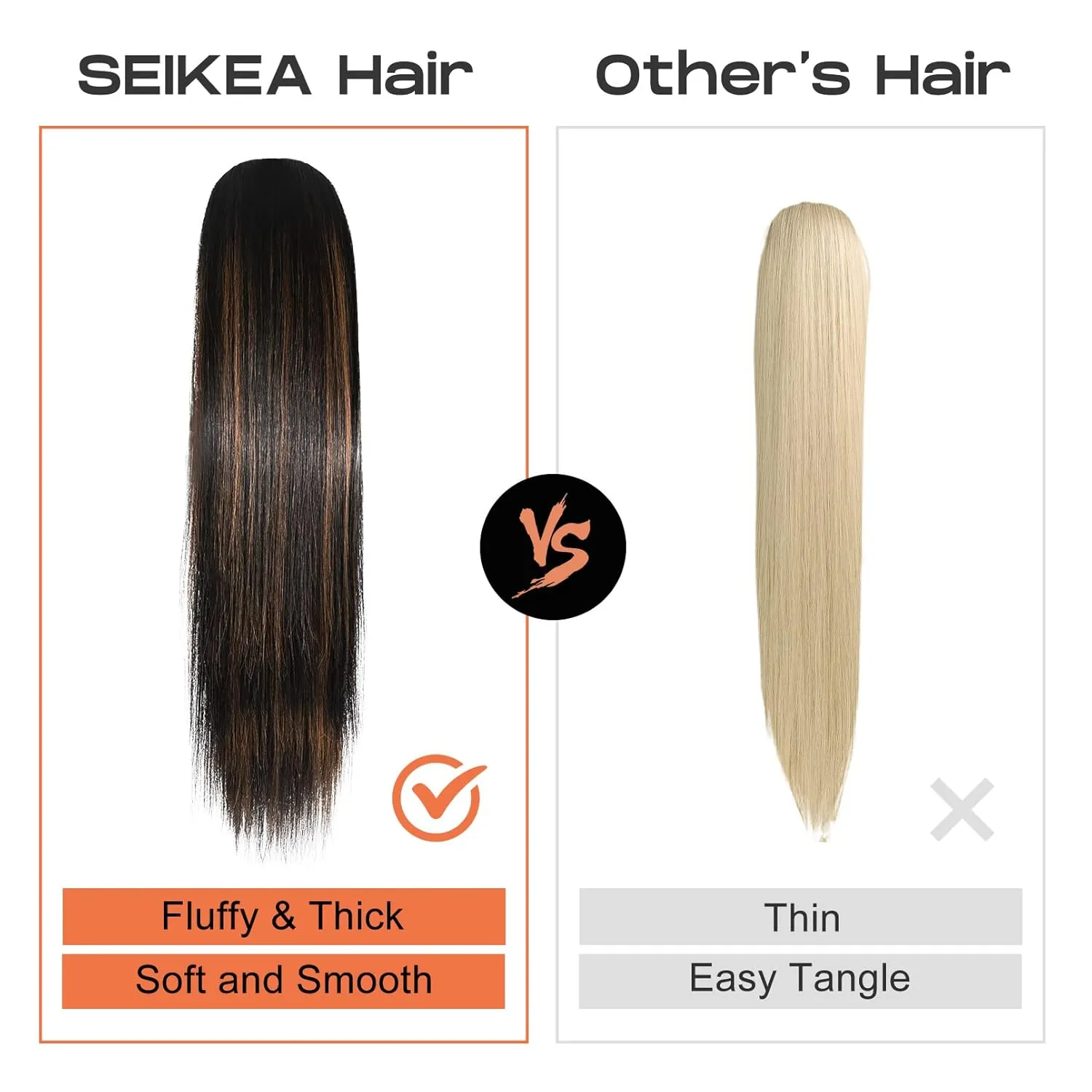 SEIKEA 28" Drawstring Ponytail Extensions Long Straight Fake Pony Tail Natural Soft Clip in Hair Extension Synthetic Heat Resistant Hairpiece - Light Brown with Blonde Highlights