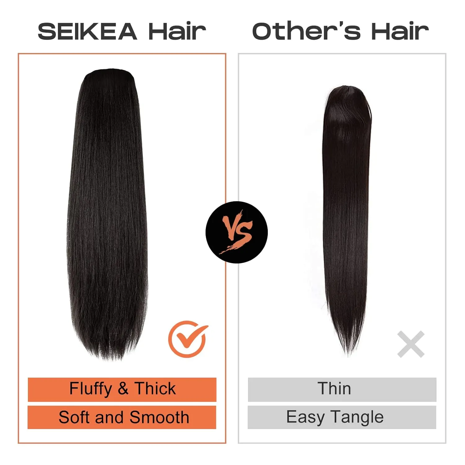 SEIKEA 28" Ponytail Extensions Drawstring Long Straight Fake Pony Tail Natural Soft Clip in Hair Extension Synthetic Heat Resistant Hairpiece - Ash Blonde with Golden Blonde