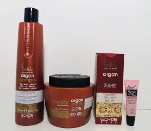 Seliar Argan Nourishing Shampoo 300ml/11.83oz, Mask 500ml/16.9oz & Beauty Fluid Serum 150ml - Free Starry Lip Plumping Gloss 10ml