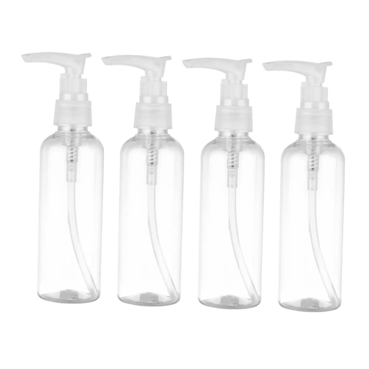 Set of 4 100ml Mini Lotion Bottles Portable Travel Shampoo Dispensers Pump Reusable Refillable for Home Hotel Random Color