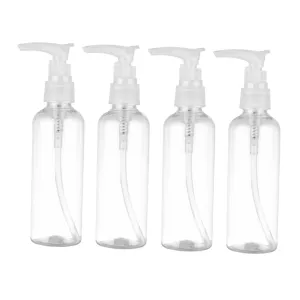 Set of 4 100ml Mini Lotion Bottles Portable Travel Shampoo Dispensers Pump Reusable Refillable for Home Hotel Random Color