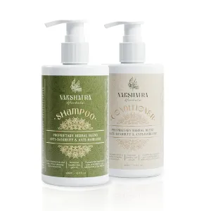 Shampoo & Conditioner | 100% Natural Anti-Dandruff & Anti-Hairloss Herbal Solution | For All Hair Types | Ayurvedic | 13.5 oz (x2)