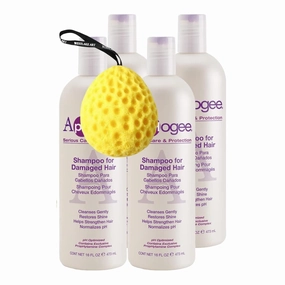 Shampoo And Conditioner For Damaged Hair, 16 Fl Oz - Hair Repair Shampoo With Pro-Phytamine Complex, Enhances Shine & Strength - Main And Tail, Bundled With Bath Sponge (Pack Of 4)