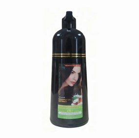 Shampoo con Tinte de Aceite de Coco – Negro Natural – 500 ml – Fórmula 6 en 1 – Sin Amoníaco