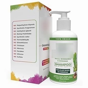 Shampoo with Reetha & Shikakai - Sulfate & Paraben Free Shampoo for Hair Fall Control, Moisturizing, Anti-Dandruff | Infused with Coconut & Castor Oils | Organic for Dry & Oily Scalp Care