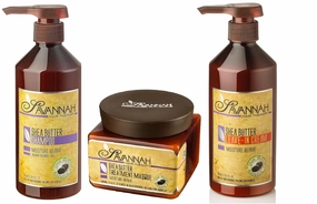 Shea Butter Deep Conditioner Hair Mask   Shampoo   Leave-in-Cream, 500ml Each, Natural, Keratin Treatment, Sodium Chloride & Sulfate Free, For All Hair Types