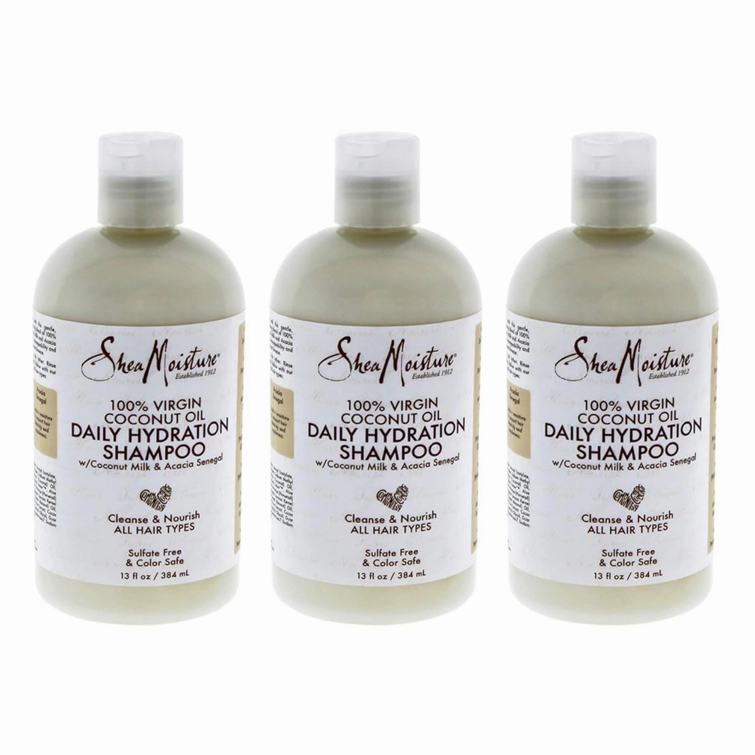 Shea Moisture 100% Virgin Coconut Oil Shampoo 13 Ounce (Pack of 3)