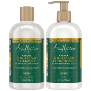 SheaMoisture Bond Repair Shampoo & Conditioner Set – Frizz Control, Strengthening Hair Breakage Repair Treatment with Amla Oil, 13 Oz Ea