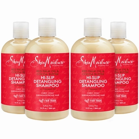 SheaMoisture Raw Shea Butter, Red Palm Oil & Cocoa Butter Shampoo for Curly Hair, Formulated for Shrinkage-Prone Hair,Detangling,13.5 Fl Oz, Pack of 4