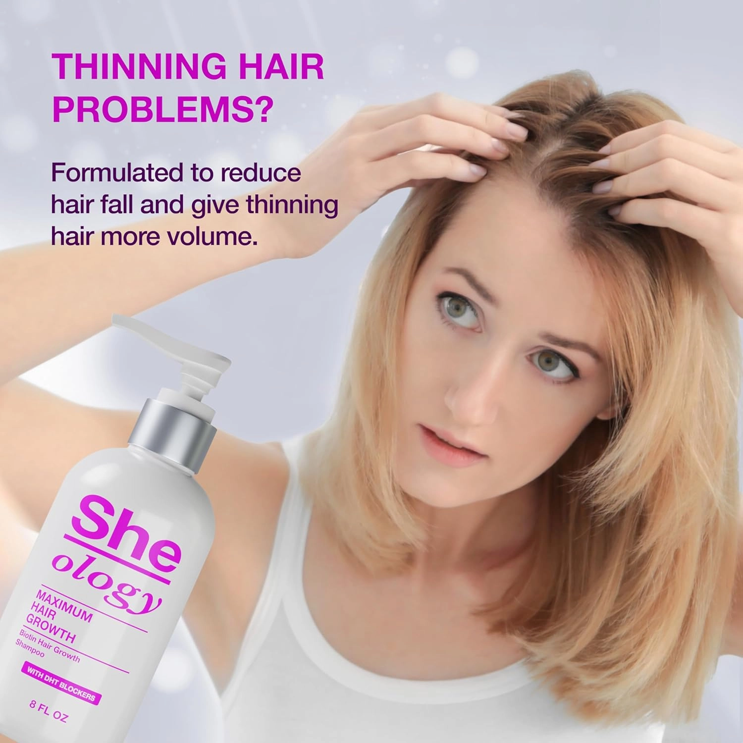 Sheology Hair Growth Shampoo for Thinning Hair for Women - Biotin, Keratin - Saw Palmetto - DHT Blockers - Reduces Hair Loss, Promotes Growth & Thickening - Made in USA by Guyology Labs