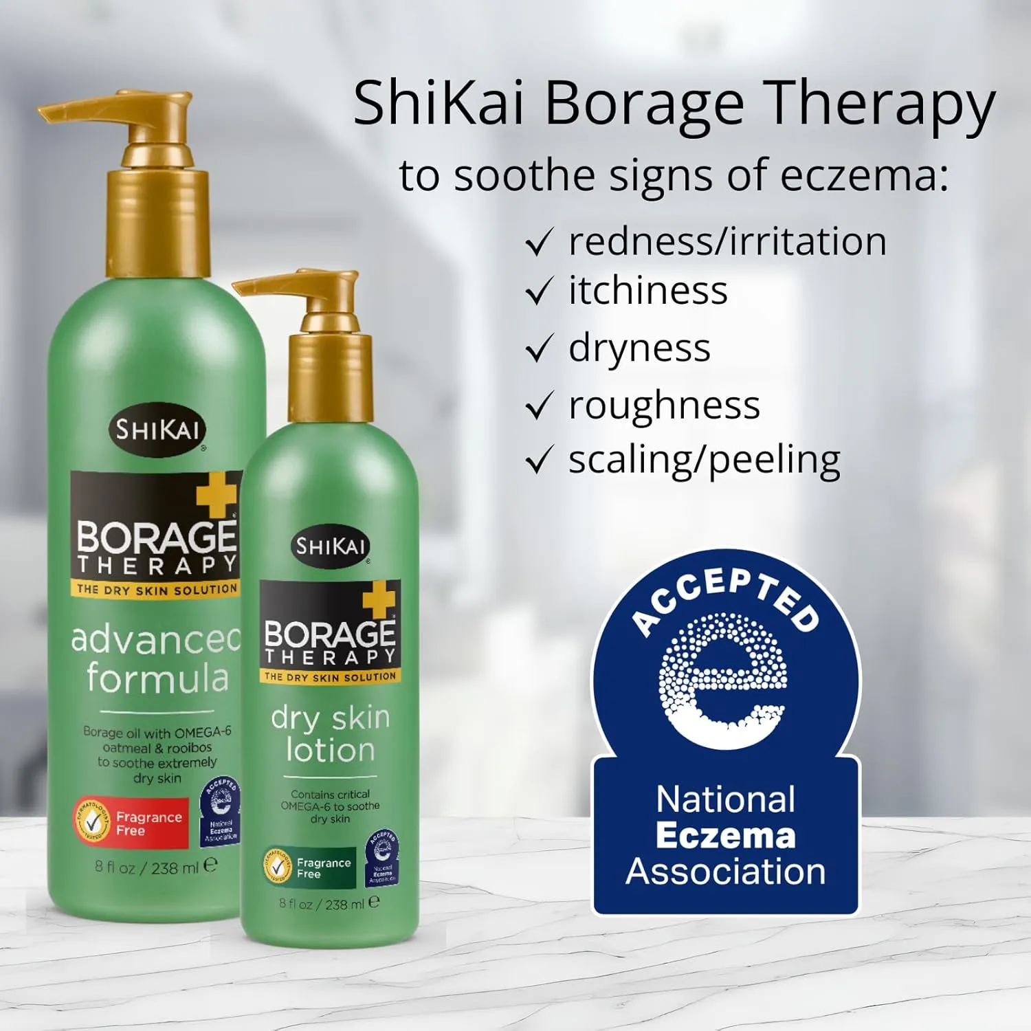 ShiKai Borage Therapy Dry Skin Lotion Body Moisturizer (8 oz) Unscented Skincare | Hydrating Lotion for Dry Hands & Body | With Oatmeal & Shea butter