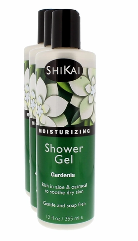 Shikai - Daily Moisturizing Shower Gel, Rich in Aloe Vera & Oatmeal That Leaves Skin Noticeably Softer & Healthier, Relief For Dry Skin, Gentle Soap-Free Formula (Gardenia, 12 Ounces, Pack of 3)