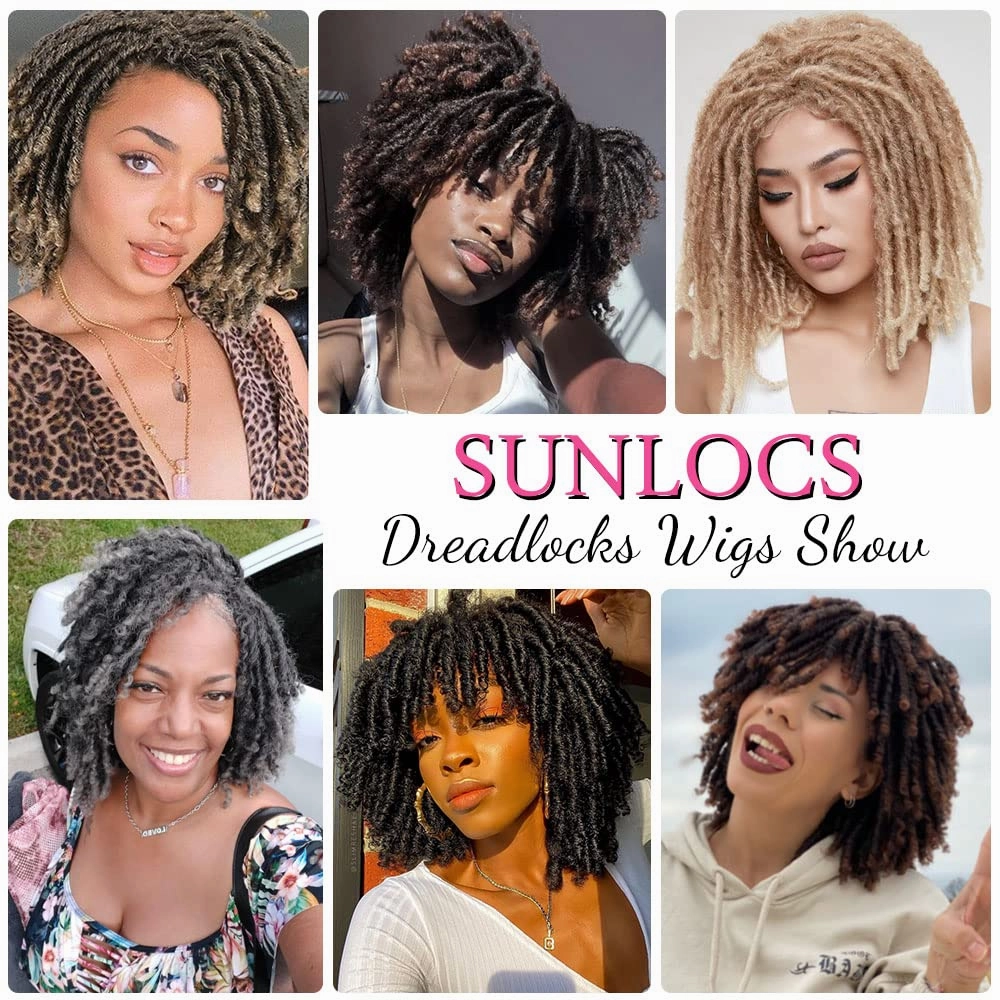 Short 6 Inch Dreadlocks Braided Wigs for Black Women and Man with Clips In, Synthetic DreadLocks Wigs Afro Twists Braided Full Hair Replacement Wigs (27/613#)