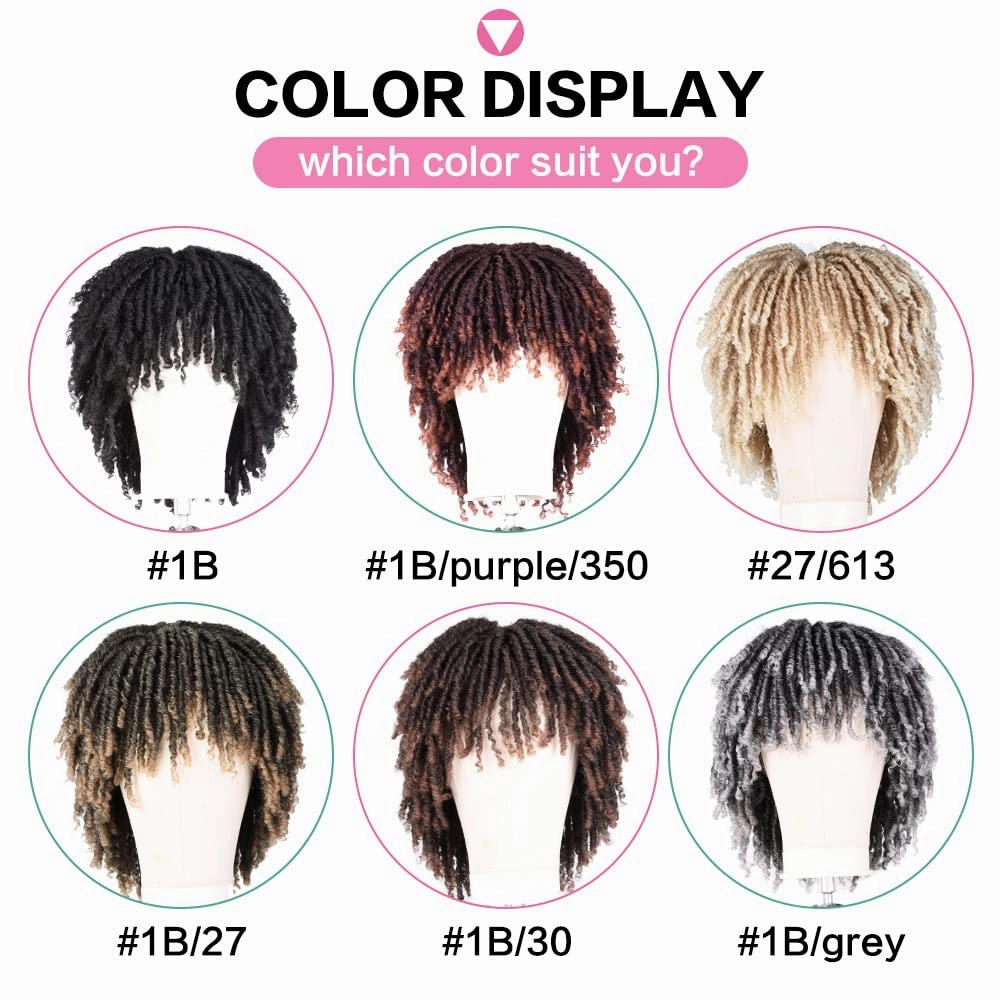 Short 6 Inch Dreadlocks Braided Wigs for Black Women and Man with Clips In, Synthetic DreadLocks Wigs Afro Twists Braided Full Hair Replacement Wigs (27/613#)