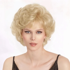 Short Blonde Curly Wigs for Women Fluffy Natural Looking Synthetic Cosplay Daily Hair Wig