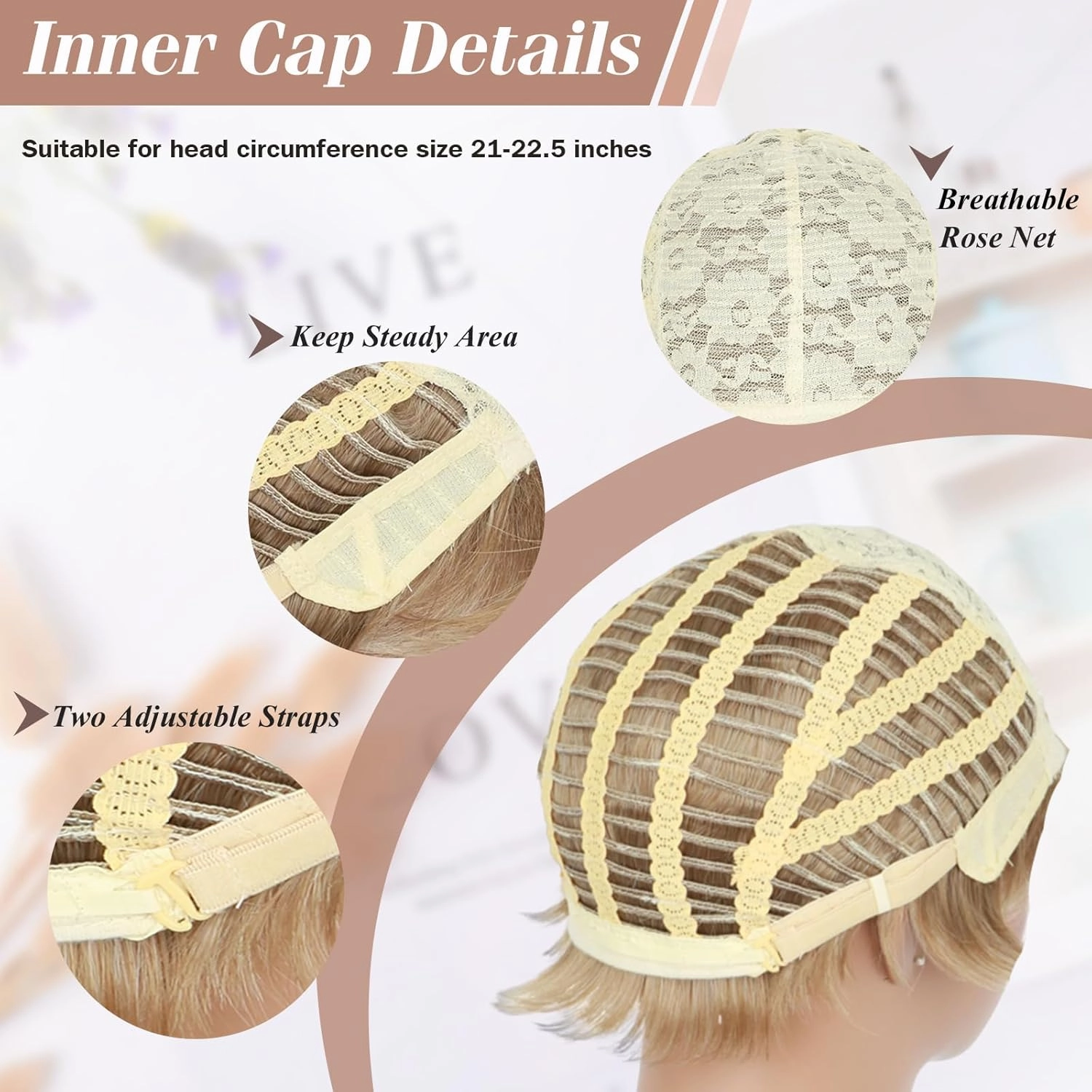 Short Blonde Wigs for Women Blonde Short Wig with Bangs Synthetic Wigs Short Hair Pixie Cut Wig Womens Wigs for White Women Multi-Tonal Shades of Platinum, Brown and Dark Roots