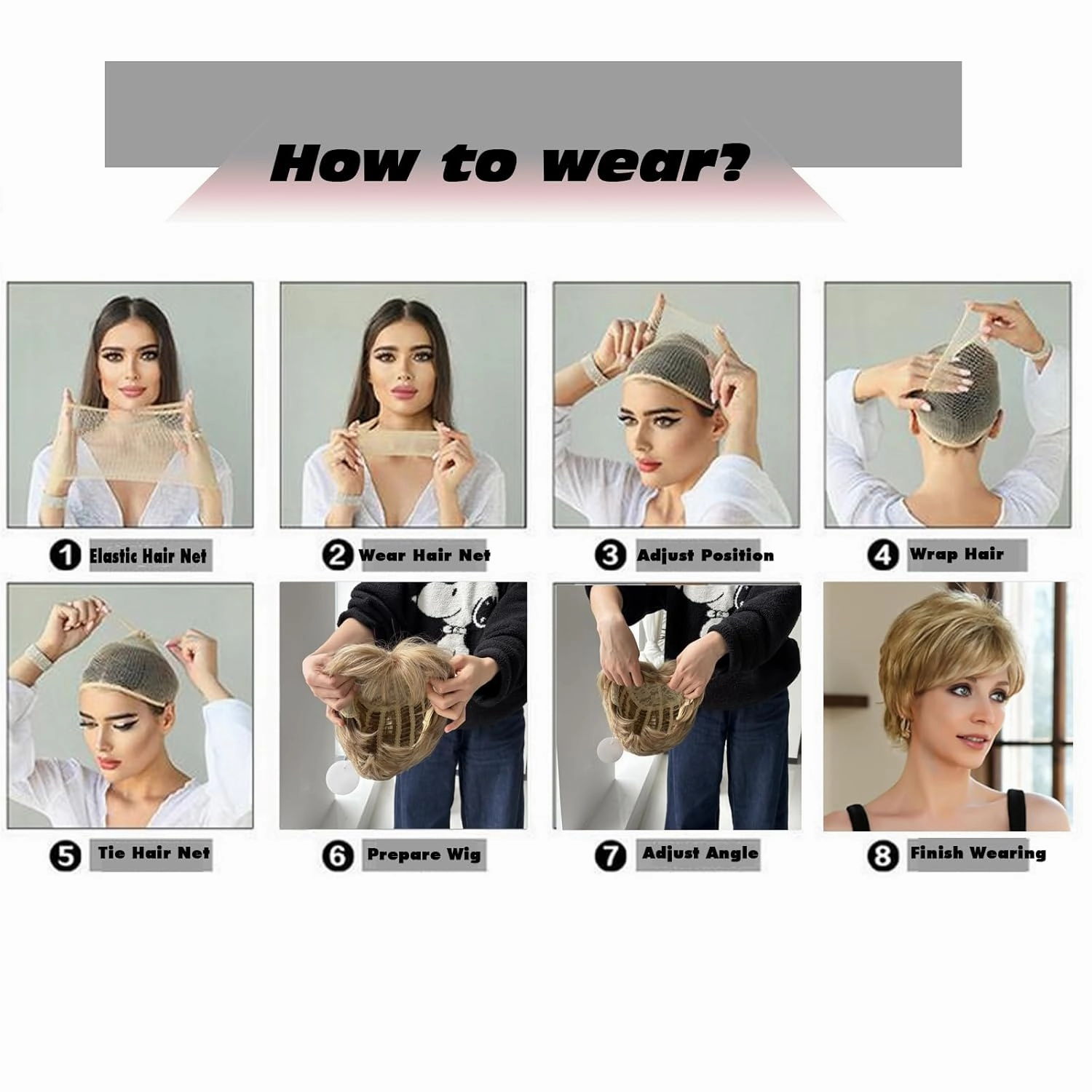 Short Blonde Wigs for Women Blonde Short Wig with Bangs Synthetic Wigs Short Hair Pixie Cut Wig Womens Wigs for White Women Multi-Tonal Shades of Platinum, Brown and Dark Roots