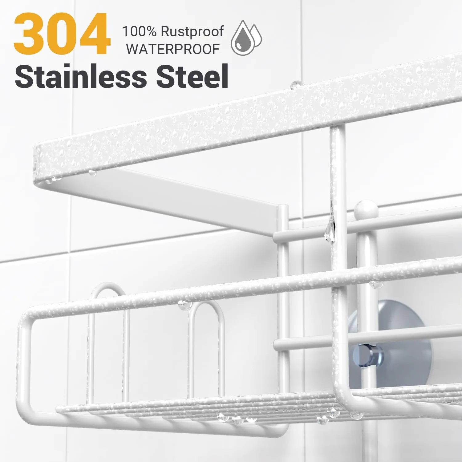 Shower Caddy Hanging Bathroom Organizer: Rustproof Shelf for Inside Shower - No Drilling Racks Over Showerhead - Bath Shelves for Shampoo, Soap White